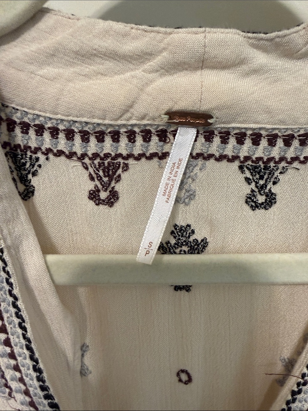 Free People Women’s Ivory Star Gazer Embroidered Peasant Mini Dress / Size S - Picture 5 of 8